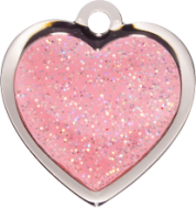 Pink Heart Glitter Cat Tag